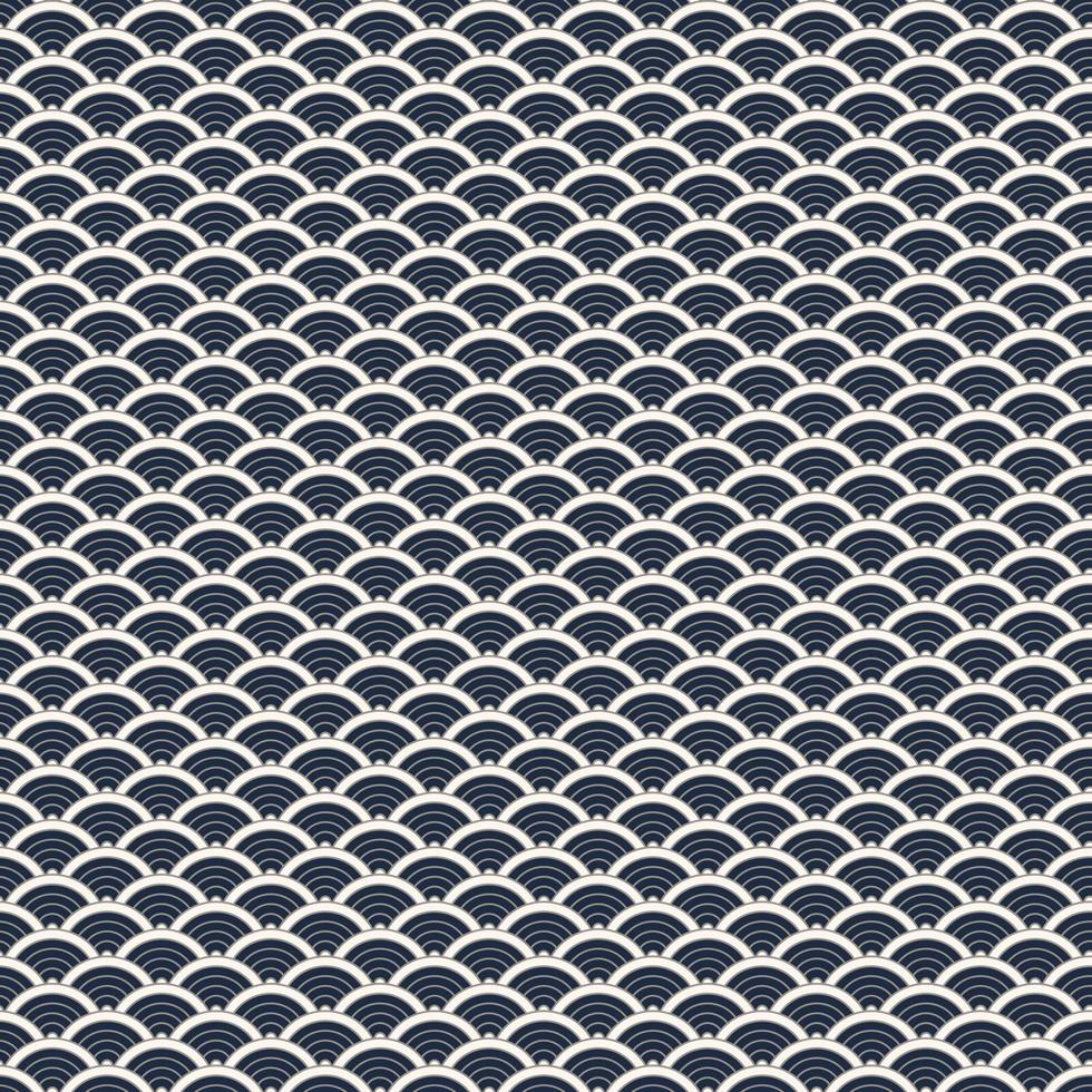 blå och vit färg japansk traditionell geometrisk cirkelform överlappande sömlös bakgrund. använd för tyg, textil, omslag, omslag, dekorationselement. vektor