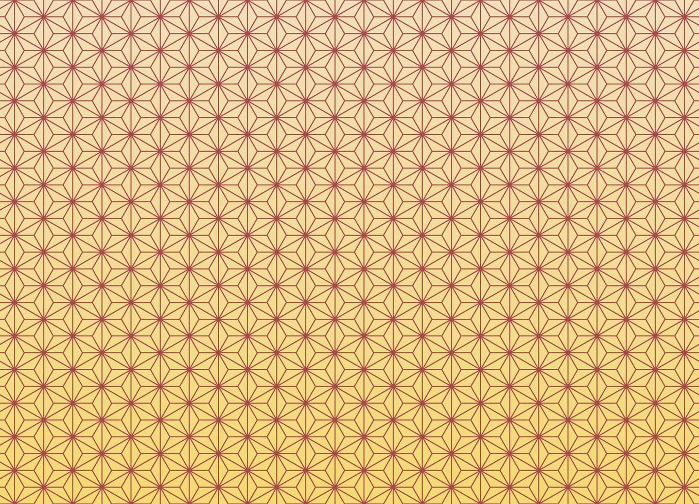 asanoha japanisches traditionelles nahtloses muster mit rot- und gelbgoldenem farbverlaufshintergrund. verwendung für stoff, textil, abdeckung, verpackung, dekorationselemente. vektor