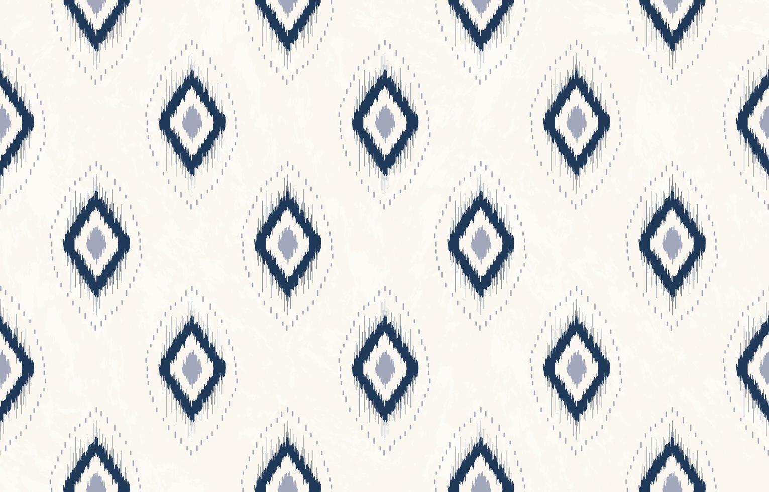 ikat geometrisk blå diamant form sömlösa mönster på vit kräm textur bakgrund. använd för tyg, textil, dekorationselement. vektor