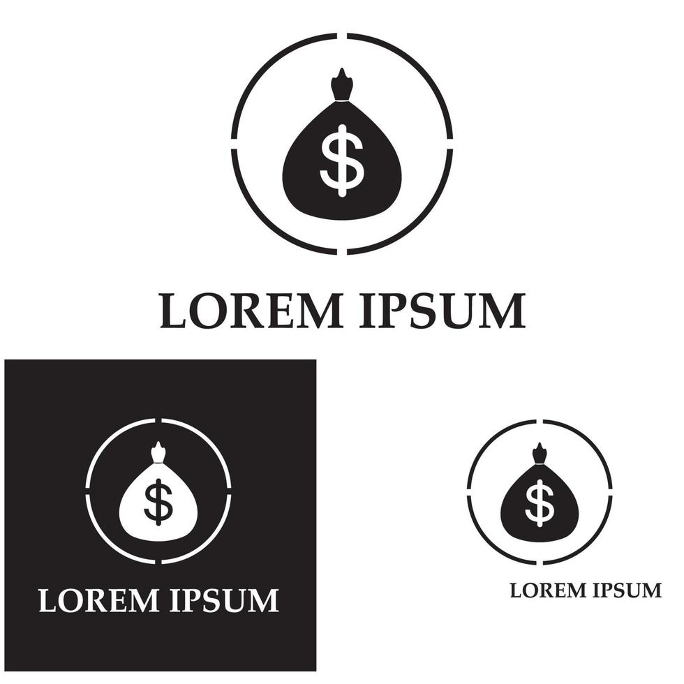 pengar påse med dollar symbol vektor logotyp ikon