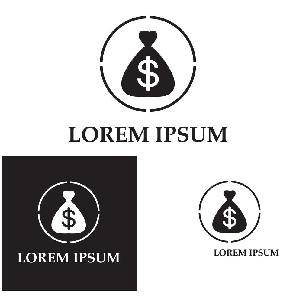 pengar påse med dollar symbol vektor logotyp ikon