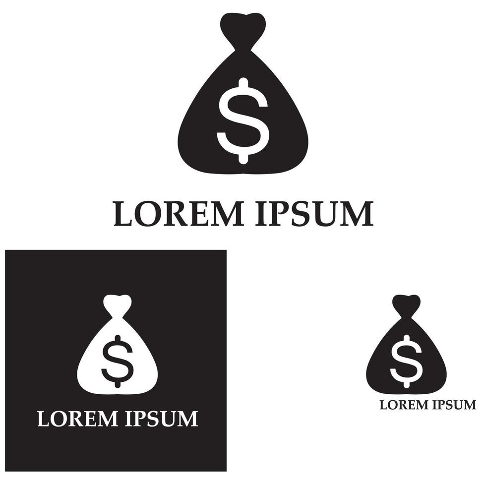 pengar påse med dollar symbol vektor logotyp ikon