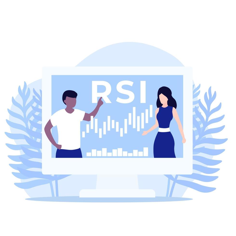 rsi-handelsindikator, illustration mit menschen vektor