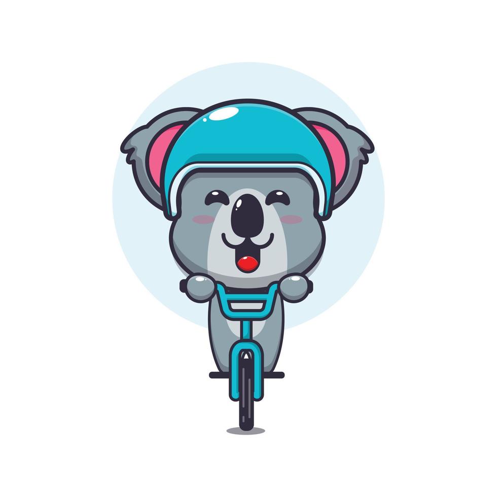 söt koala maskot seriefigur rida på cykel vektor