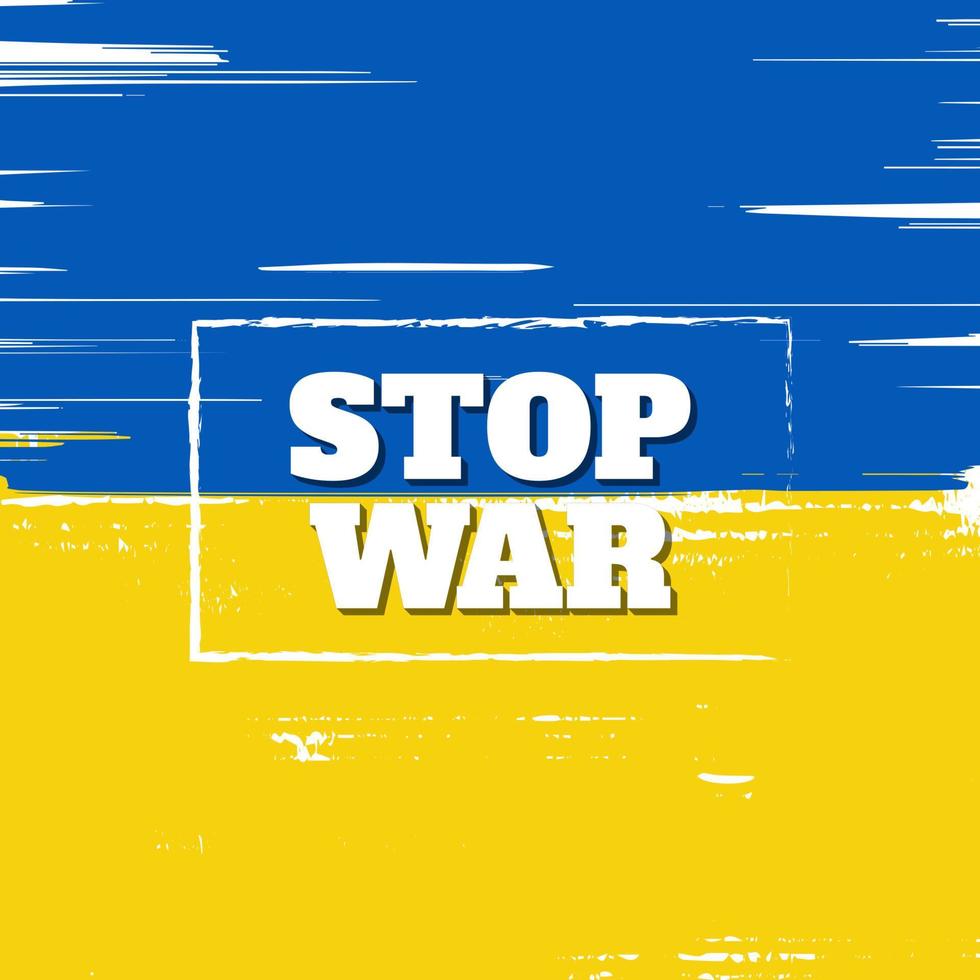stoppa kriget i Ukraina designkoncept med borste stil vektor