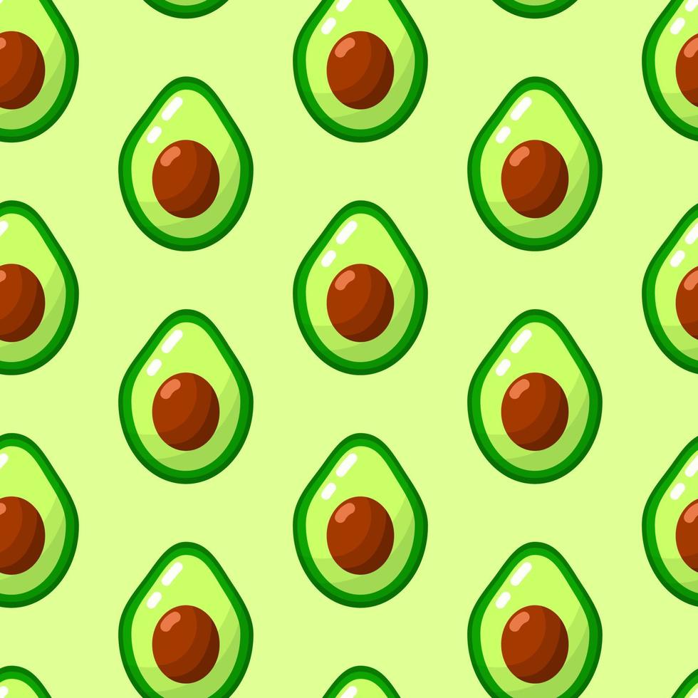 Avocado-Gemüse nahtloses Muster. flacher hintergrund der gesunden lebensmittel der karikatur. grünes Bio-Naturprodukt. süße einfache stoffdruckvorlage. vektor