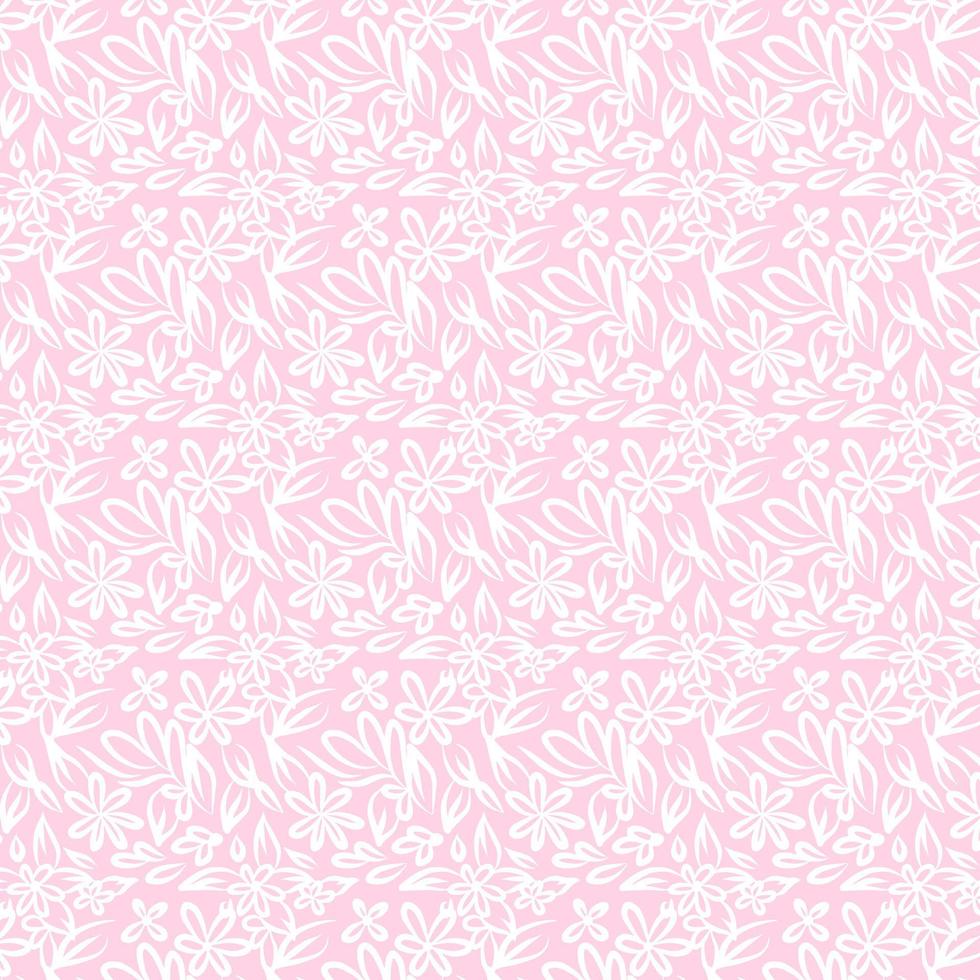 doodle sömlösa blommönster. enkel blomma skiss ritning grafisk vektor tapet. tyg utskriftsmall. romantisk rosa bakgrund
