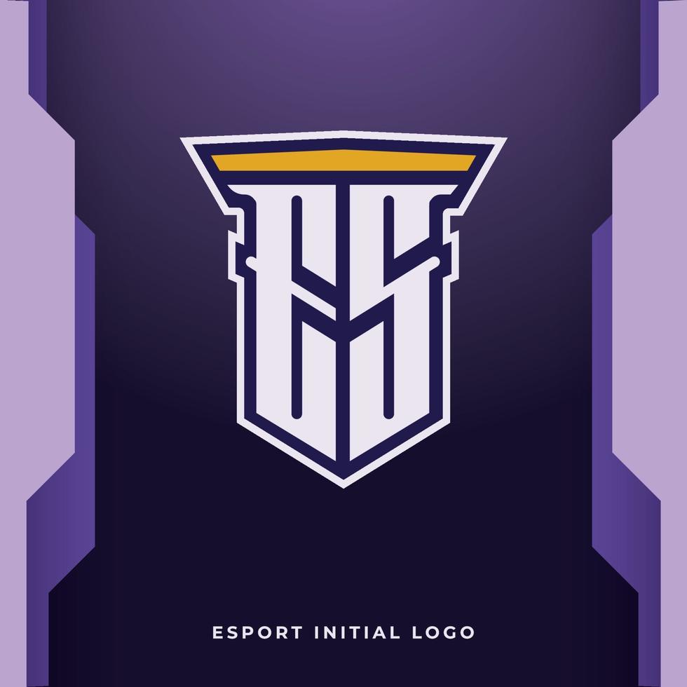 initial es med pelare, vektor initial monogram esport och spellogotypmall