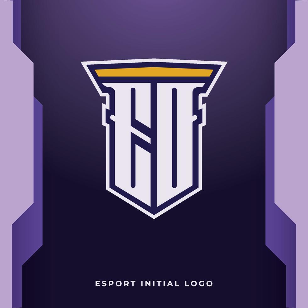 initial eo med pelare, vektor initial monogram esport och spellogotypmall