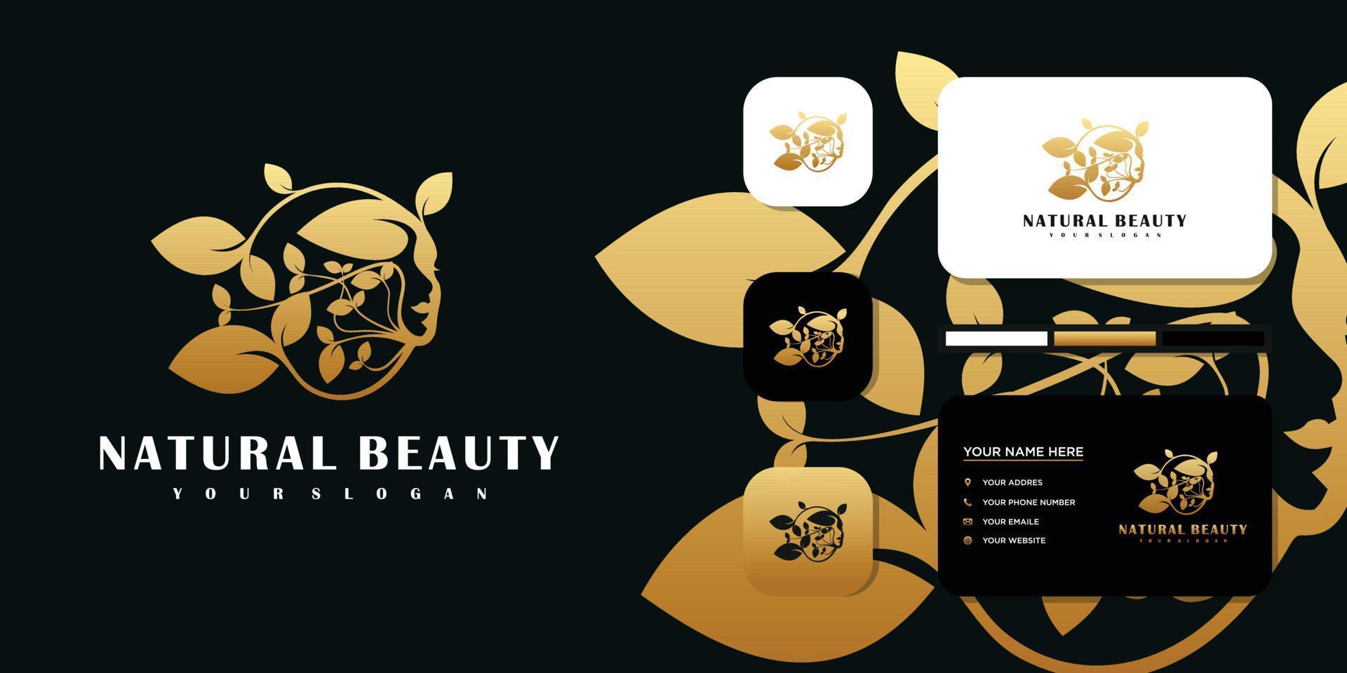 skönhet kvinnor logotyp och visitkort vektor