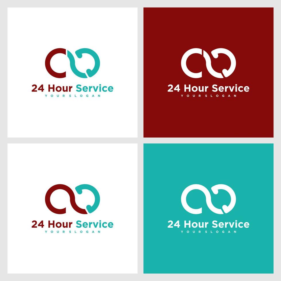 24-Stunden-Service-Logo. vektor