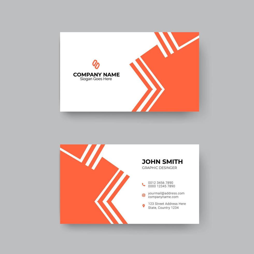minimal företagsvisitkortsdesignmall i orange färg vektor