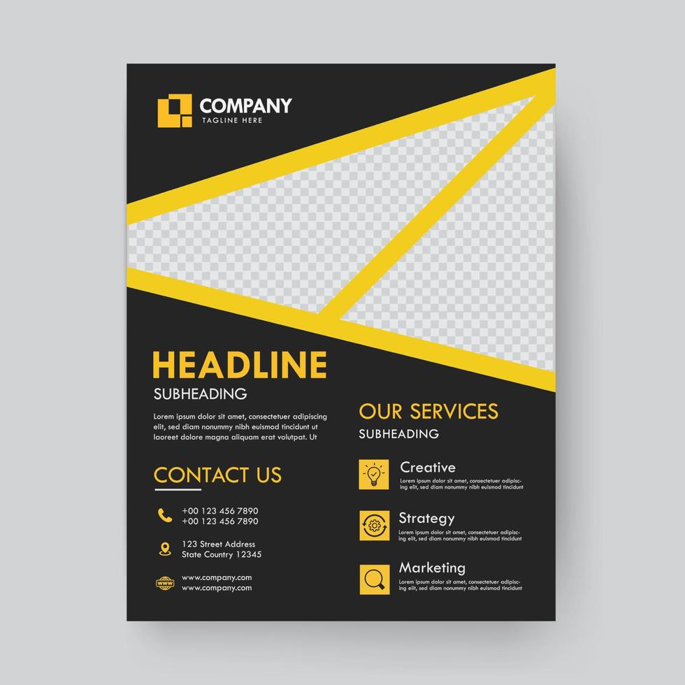 Business-Flyer-Template-Design in dunkelgrauem Premium-Vektor vektor