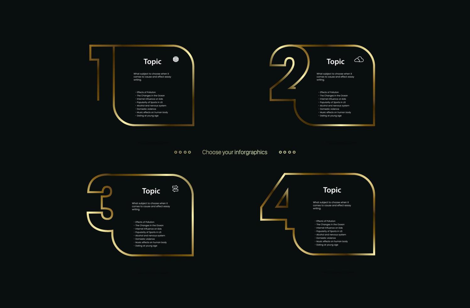 4 Luxus-Schaltfläche der Infografik und Layout-Vektorillustration vektor