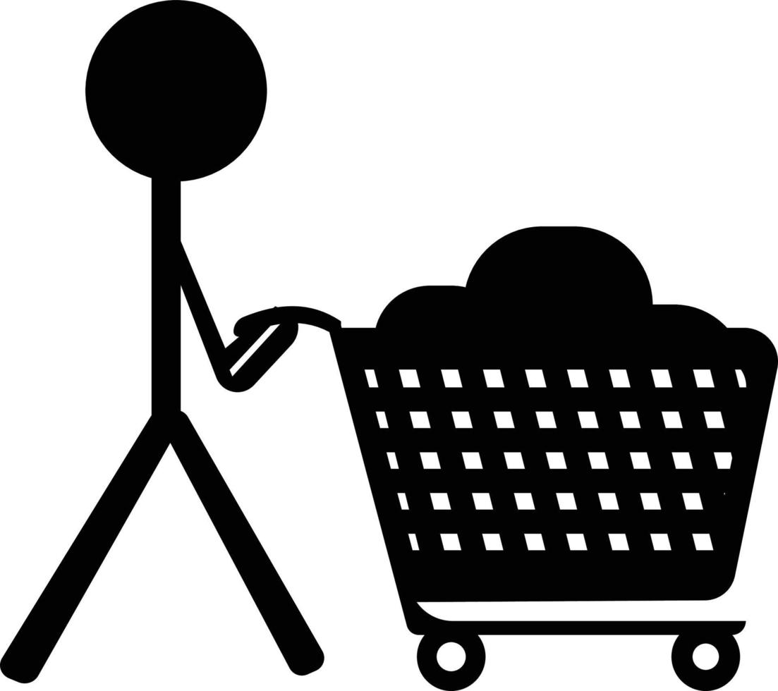 Schwarz-Weiß-Shopping-Menschen-Symbol vektor