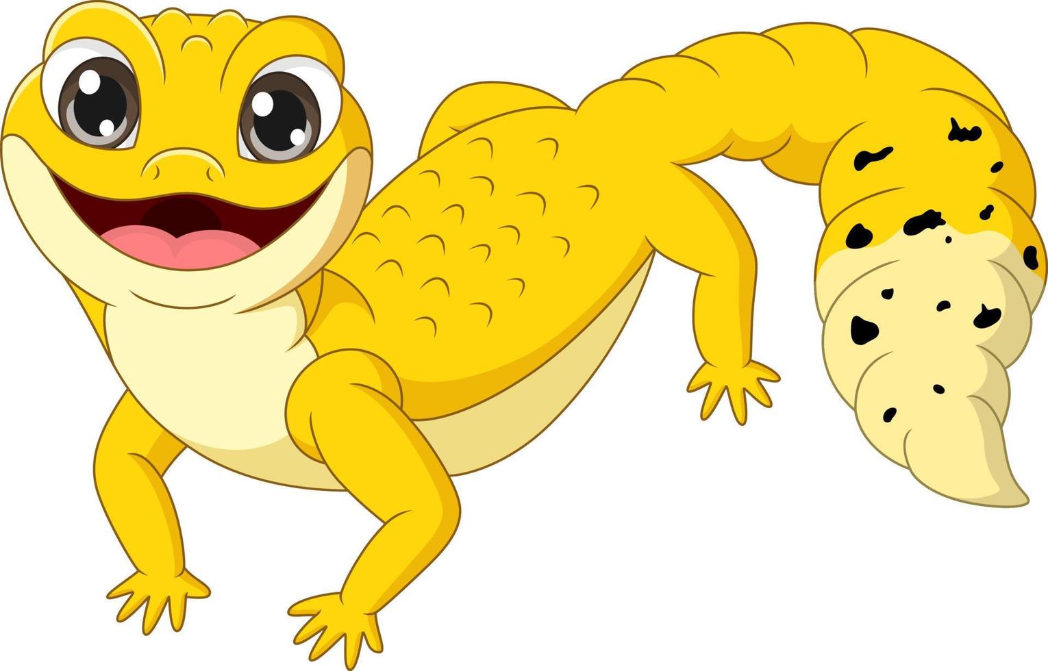 tecknad söt gul gecko på vit bakgrund vektor