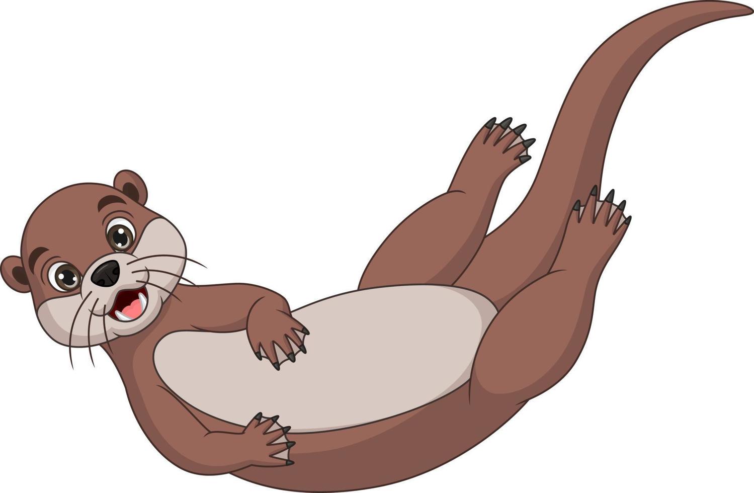 niedliche kleine otterkarikaturaufstellung vektor