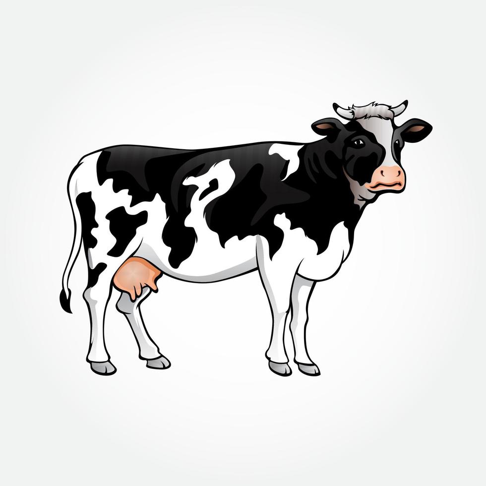 en ko vektorillustration. en illustration för mejeri, produkt eller gårdsföretag. vektor