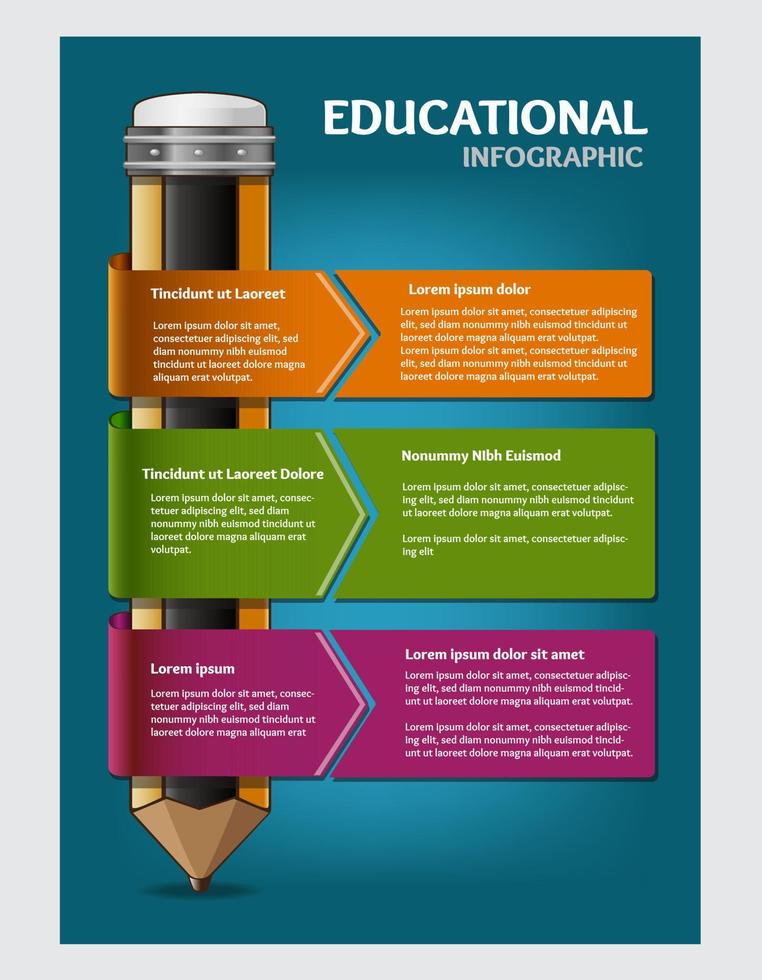 Infografik-Vorlage mit Bleistift. vektorillustration der bildungsinfografik. vektor