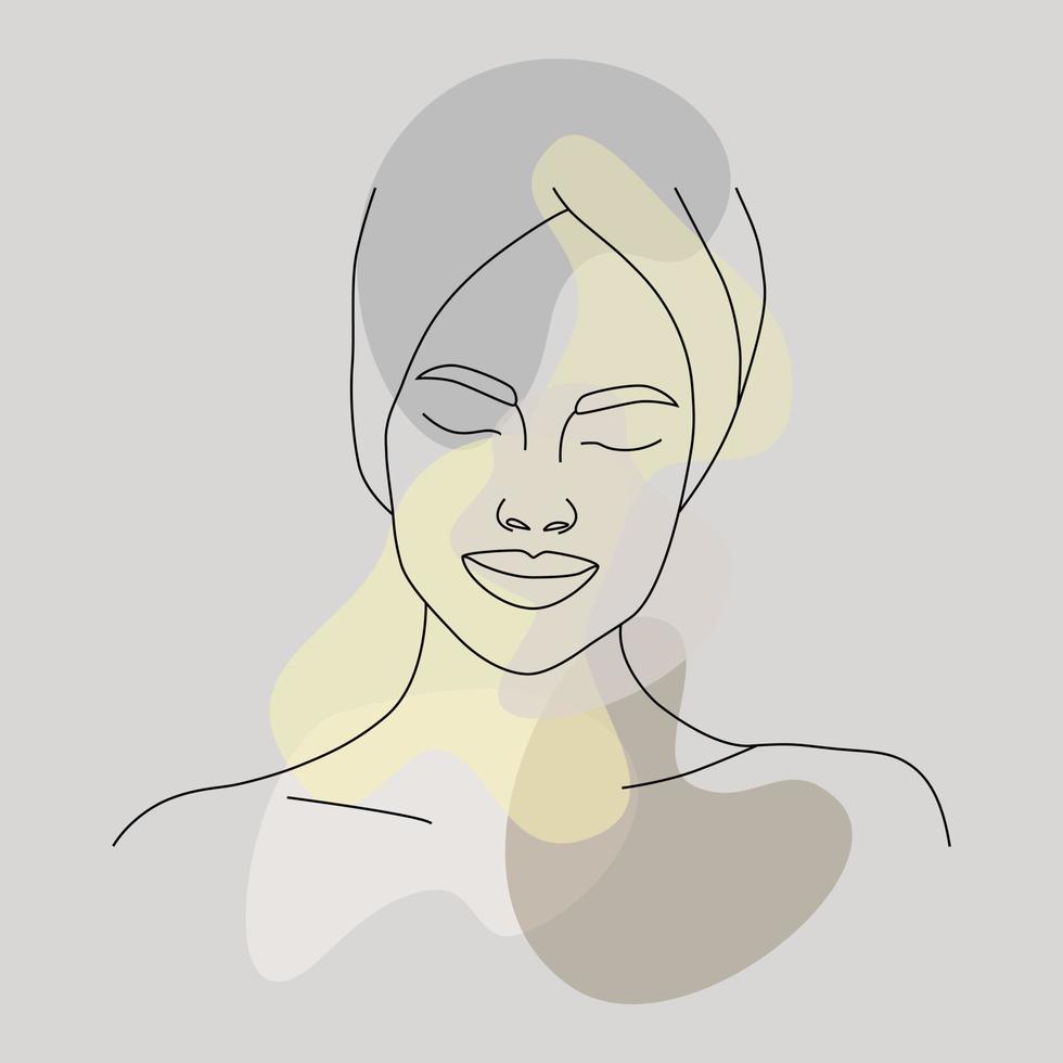 ansiktets kontur. en affisch med ett abstrakt kvinnligt ansikte. vektor