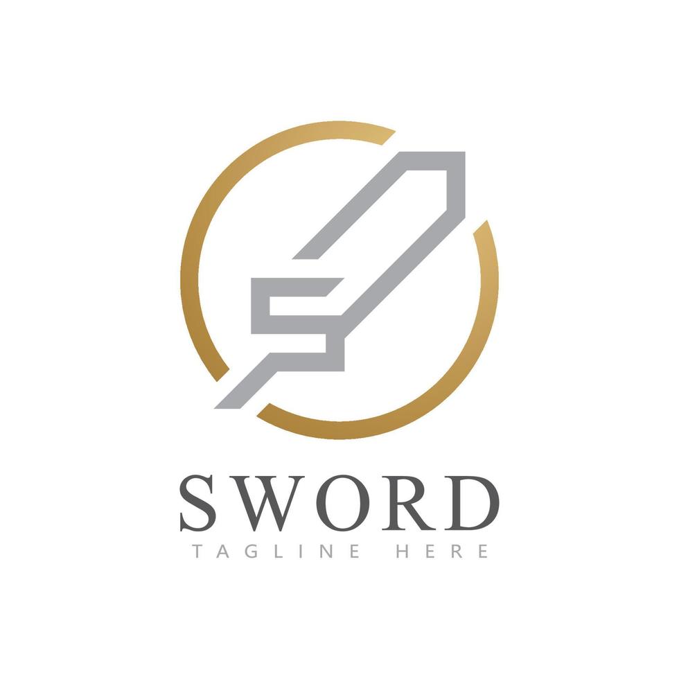 Schwert-Logo-Symbol mit einem Anfangsbuchstaben-Logo-Vektor vektor