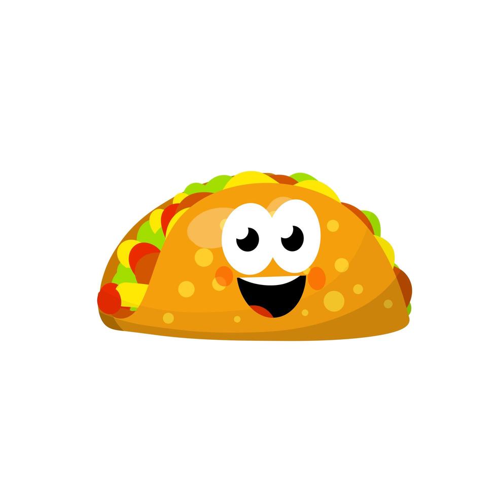 Tacos. süßes Maskottchen mit Gesicht, Lächeln und Auge. vektor