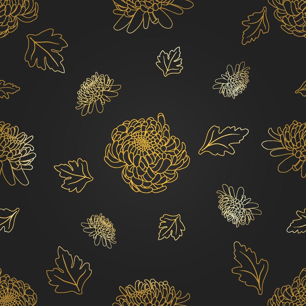 Nahtloses Muster mit goldenen Chrysanthemenblumen. vektor