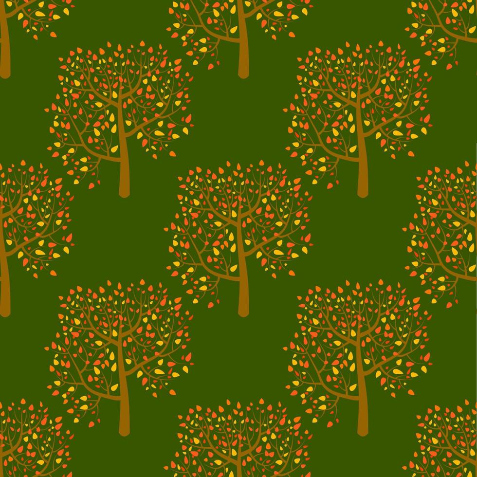 Cartoon Sommerwald Hintergrund. Waldnahtloses Muster mit Bäumen. vektor