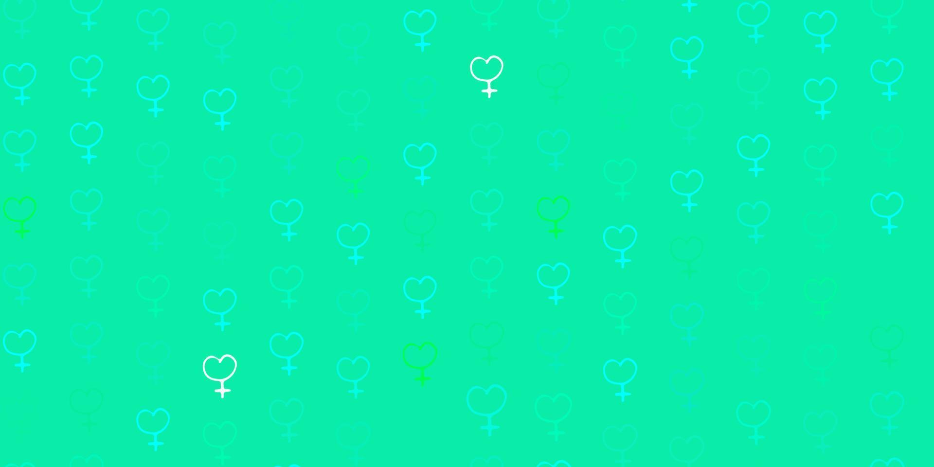 hellgrüne Vektortextur mit Symbolen für Frauenrechte. vektor