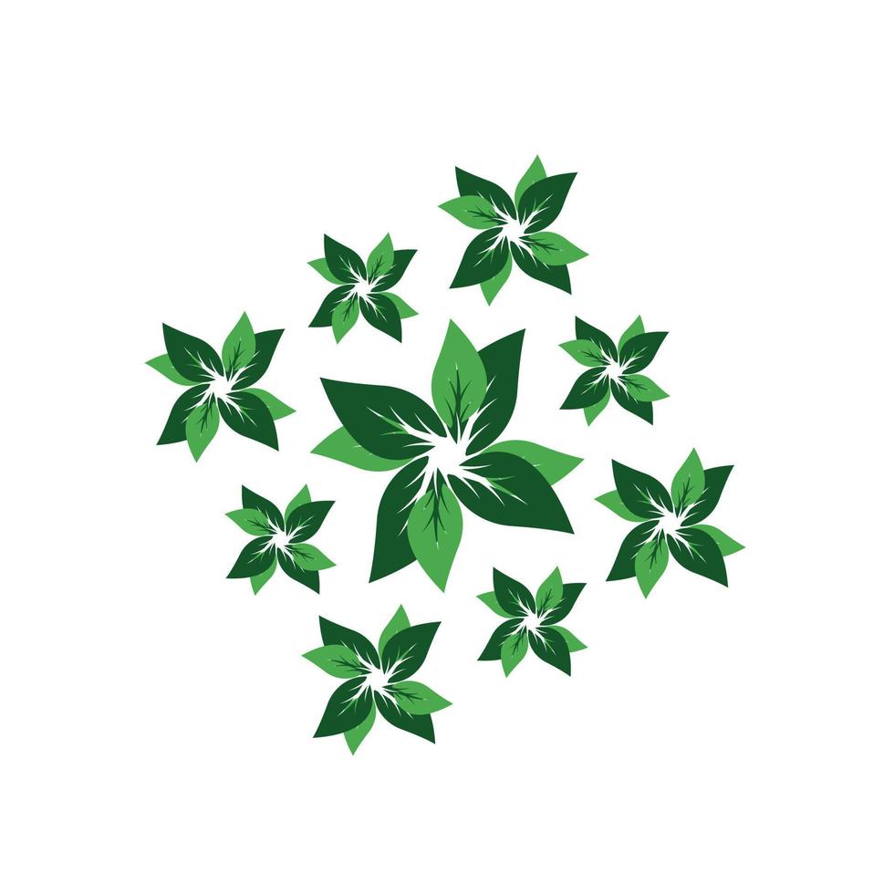 grupper av gröna löv vektor platt och upprepande gröna blad på gren isolerad design och natur koncept.
