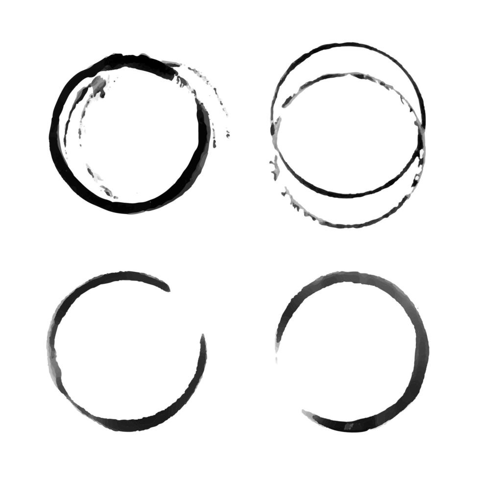 Kaffeetasse Kreis schwarze Vektorflecken. Runder Ring-Grunge-Fleck vektor