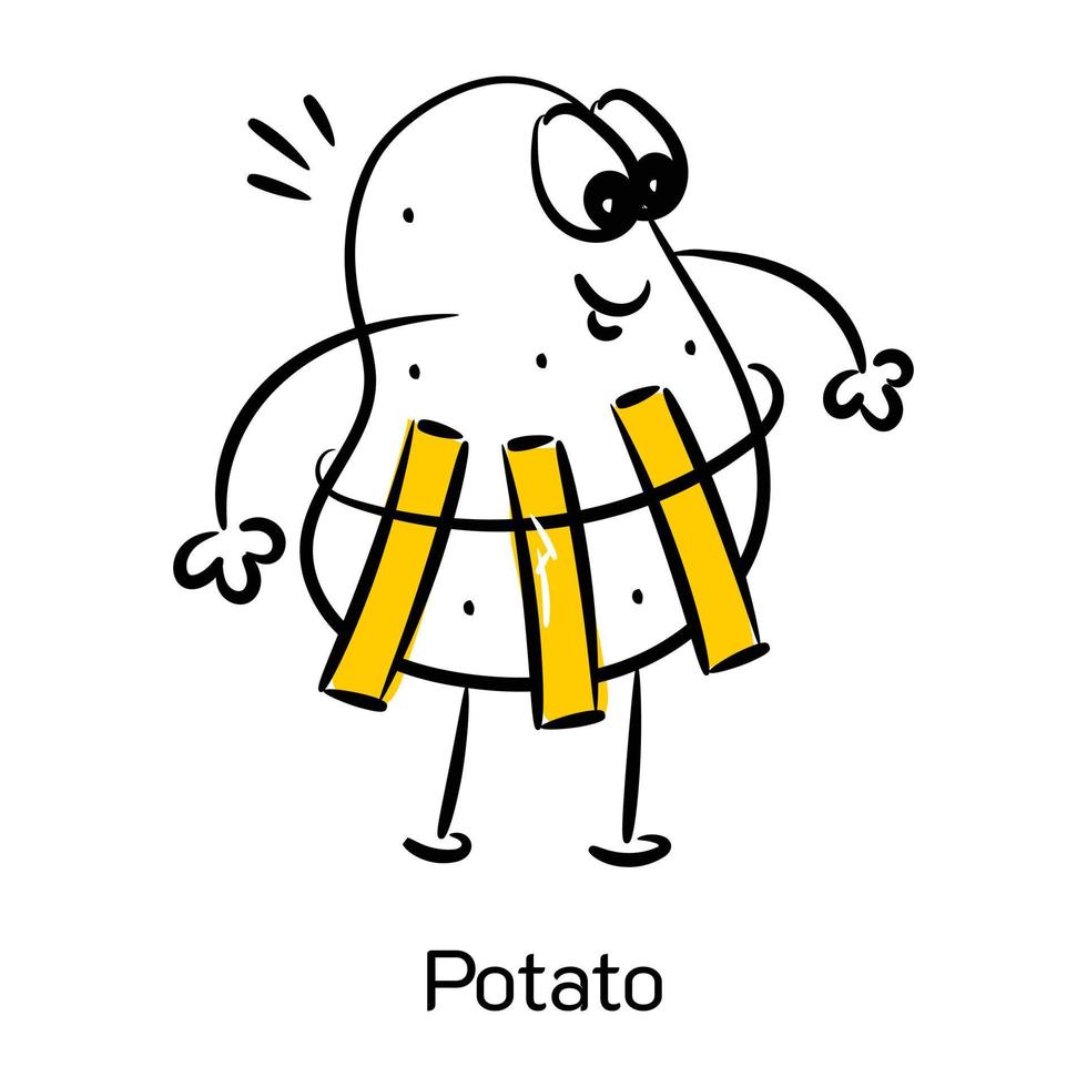 kreativ gestaltete Doodle-Ikone der Kartoffel vektor