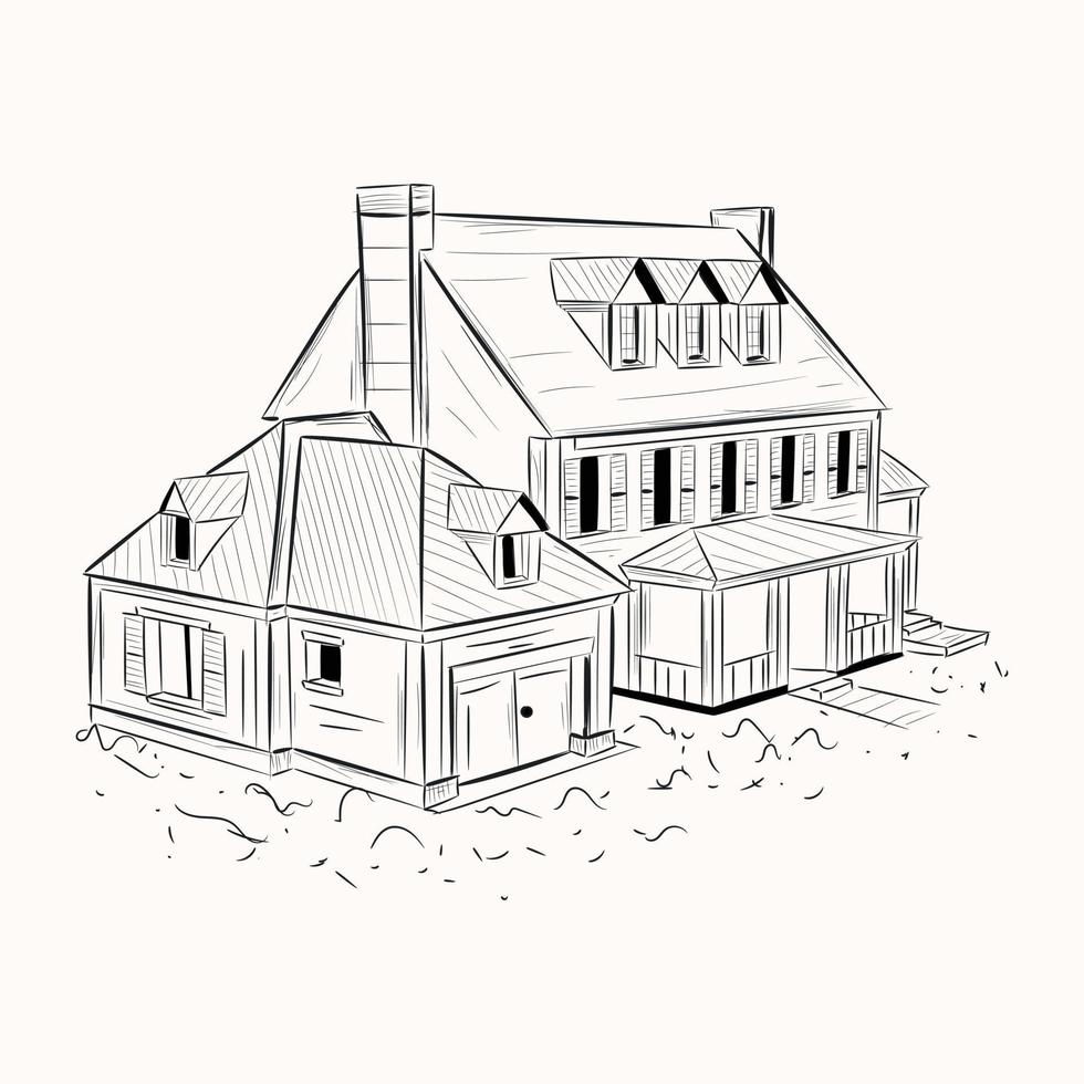 en skalbar handritad illustration av huset vektor