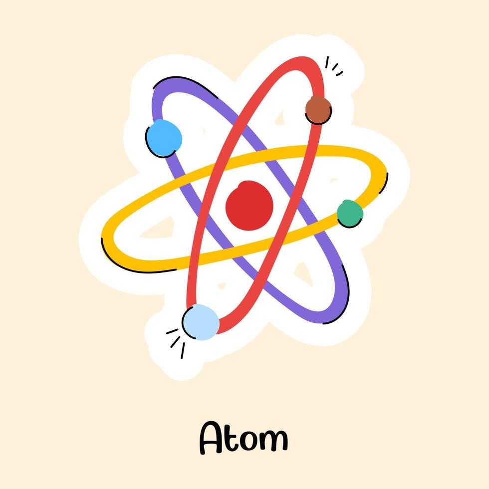ett kemiskt element, platt klistermärke av atom vektor