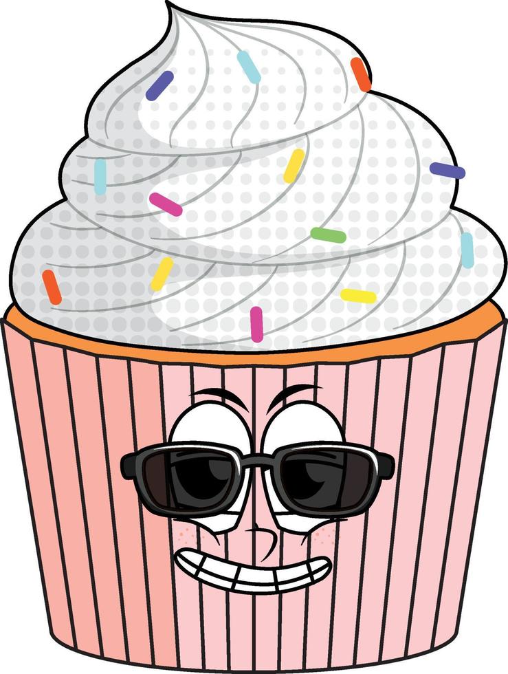 eine Cupcake-Cartoon-Figur auf weißem Hintergrund vektor