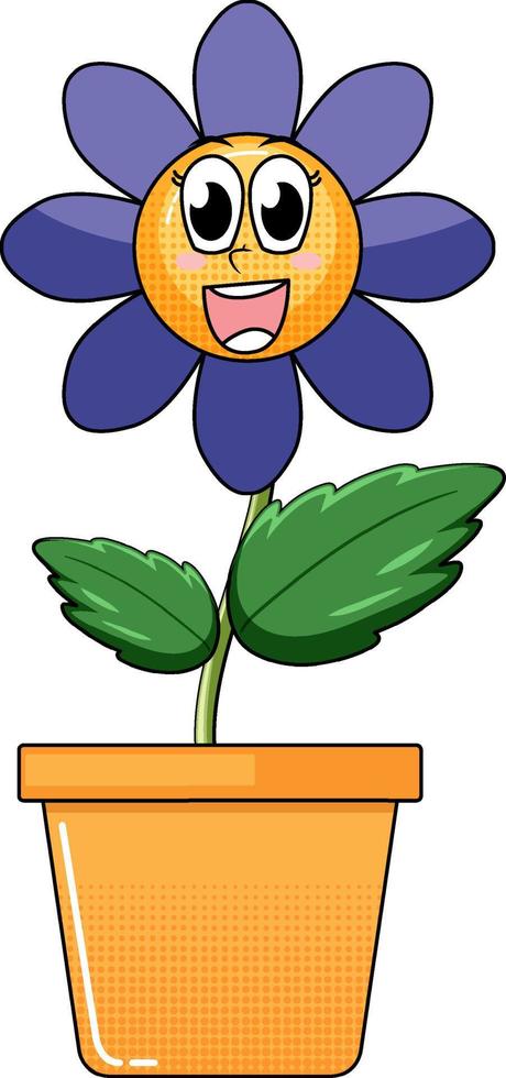 eine Blume Cartoon-Figur auf weißem Hintergrund vektor