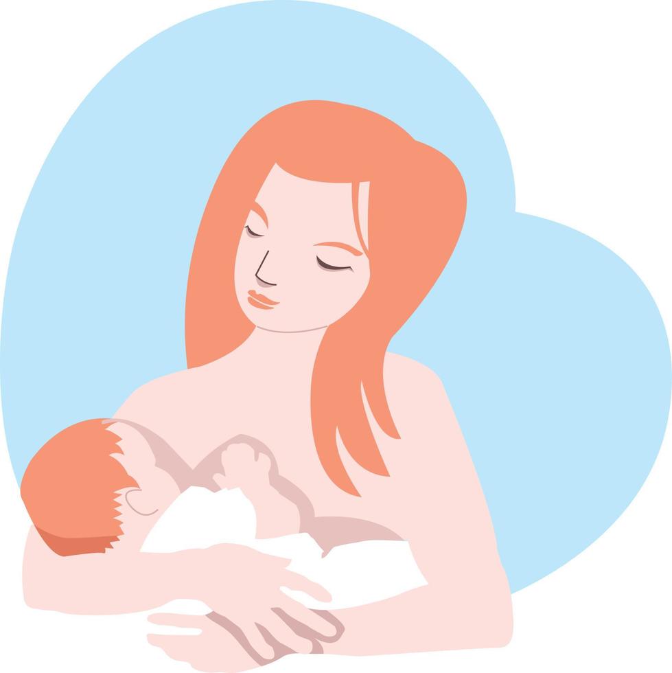 världens amningsdag firande med illustration av en mamma som ammar sitt barn vektor