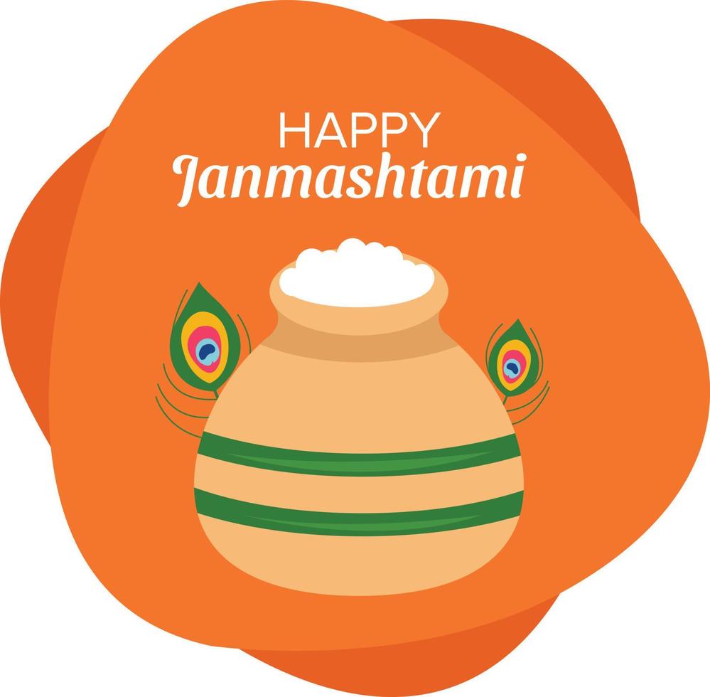 Janmashtami-Feier mit attraktiven Farben isoliert auf weißem Hintergrund vektor