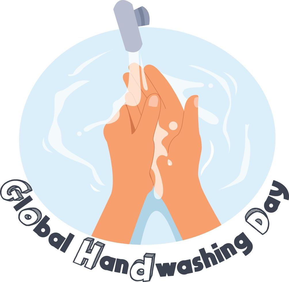 illustration av en person som tvättar händerna för att fira den globala handtvättdagen vektor