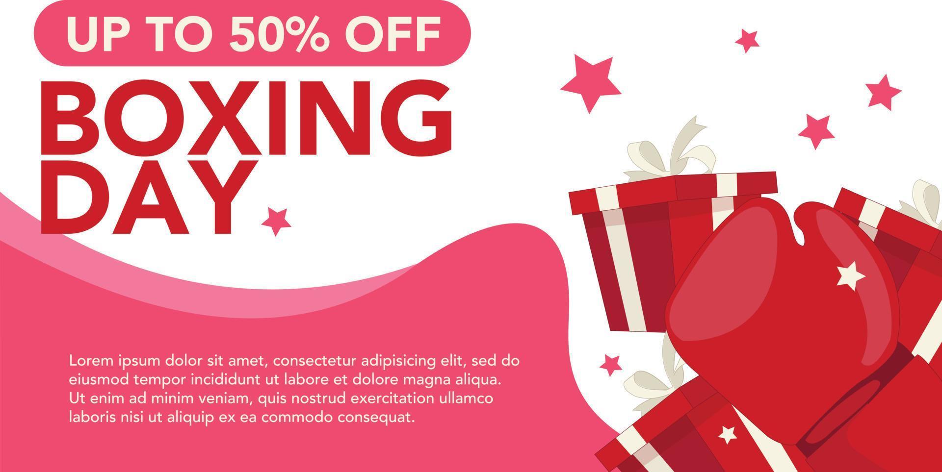 Boxing Day Sale Banner mit Bildern von Geschenken für viele Bedürfnisse des Online-Geschäfts vektor