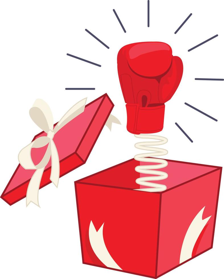 illustration av boxningshandskar som kommer ut ur röd presentförpackning vektor