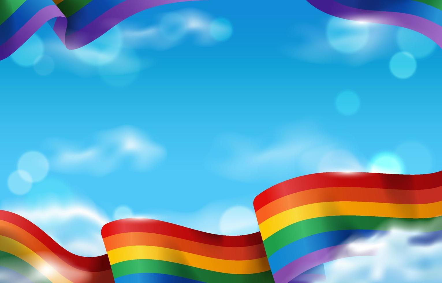 Pride Month mit Flagge und blauem Himmelshintergrund vektor