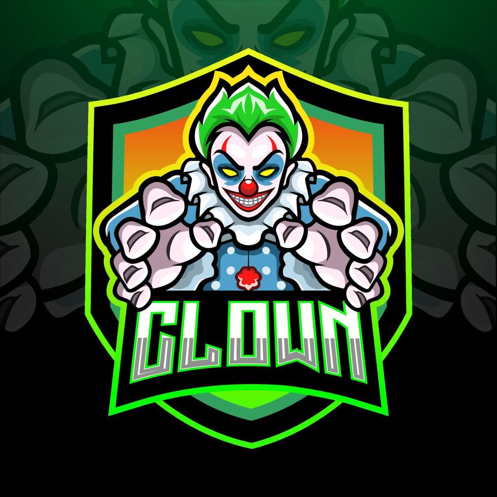 das clown-esport-logo-maskottchen-design vektor