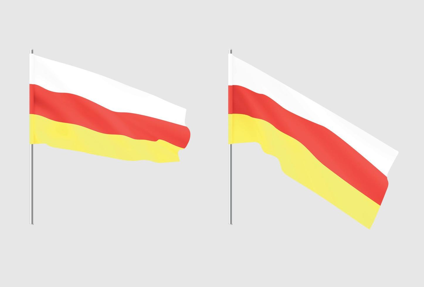 Flaggen Südossetiens. satz nationaler realistischer südossetien-flaggen. vektor