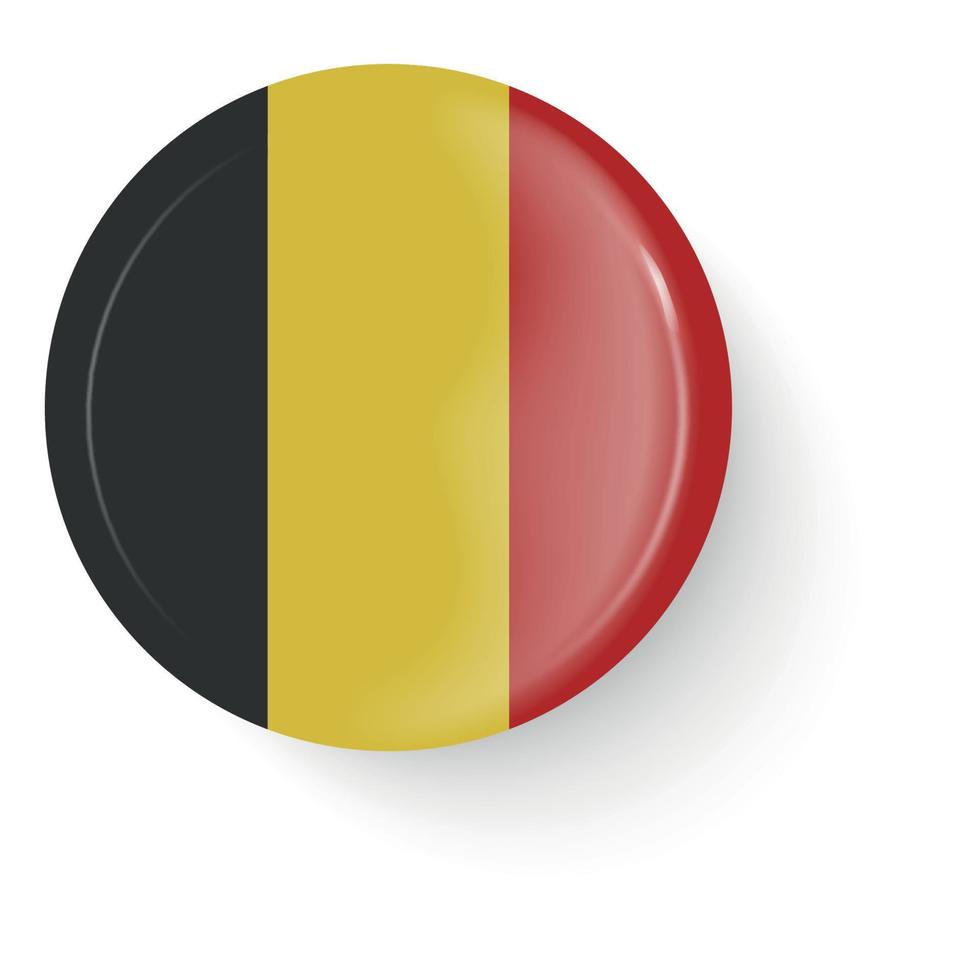 Belgiens runda flagga. stiftknapp. nål brosch ikon, klistermärke. vektor