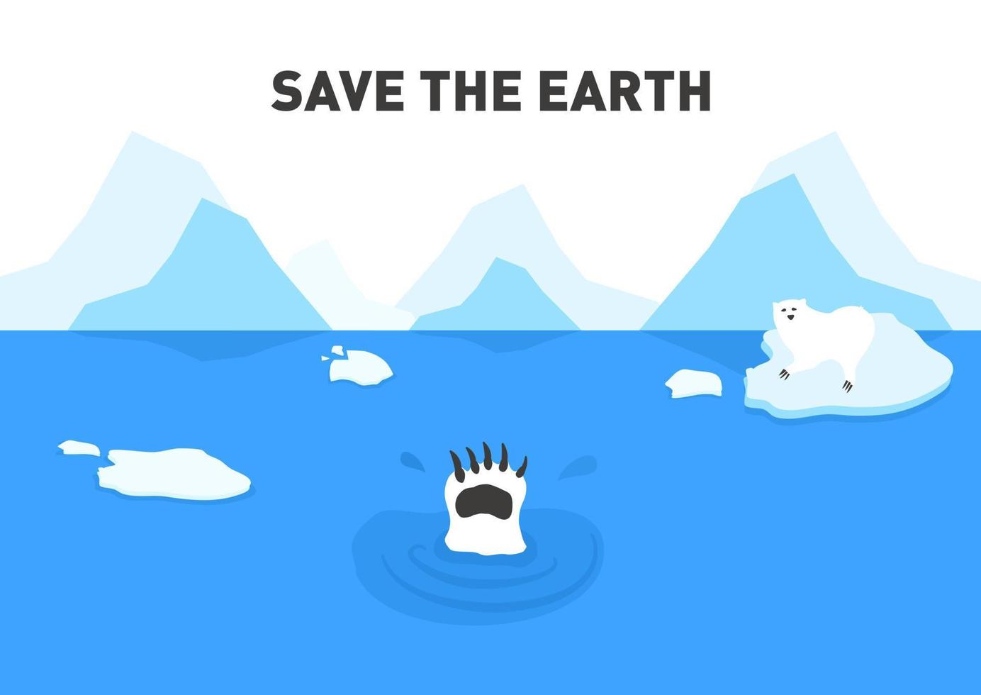 Eisbär hilft, indem er die Erde vor der globalen Erwärmung rettet vektor