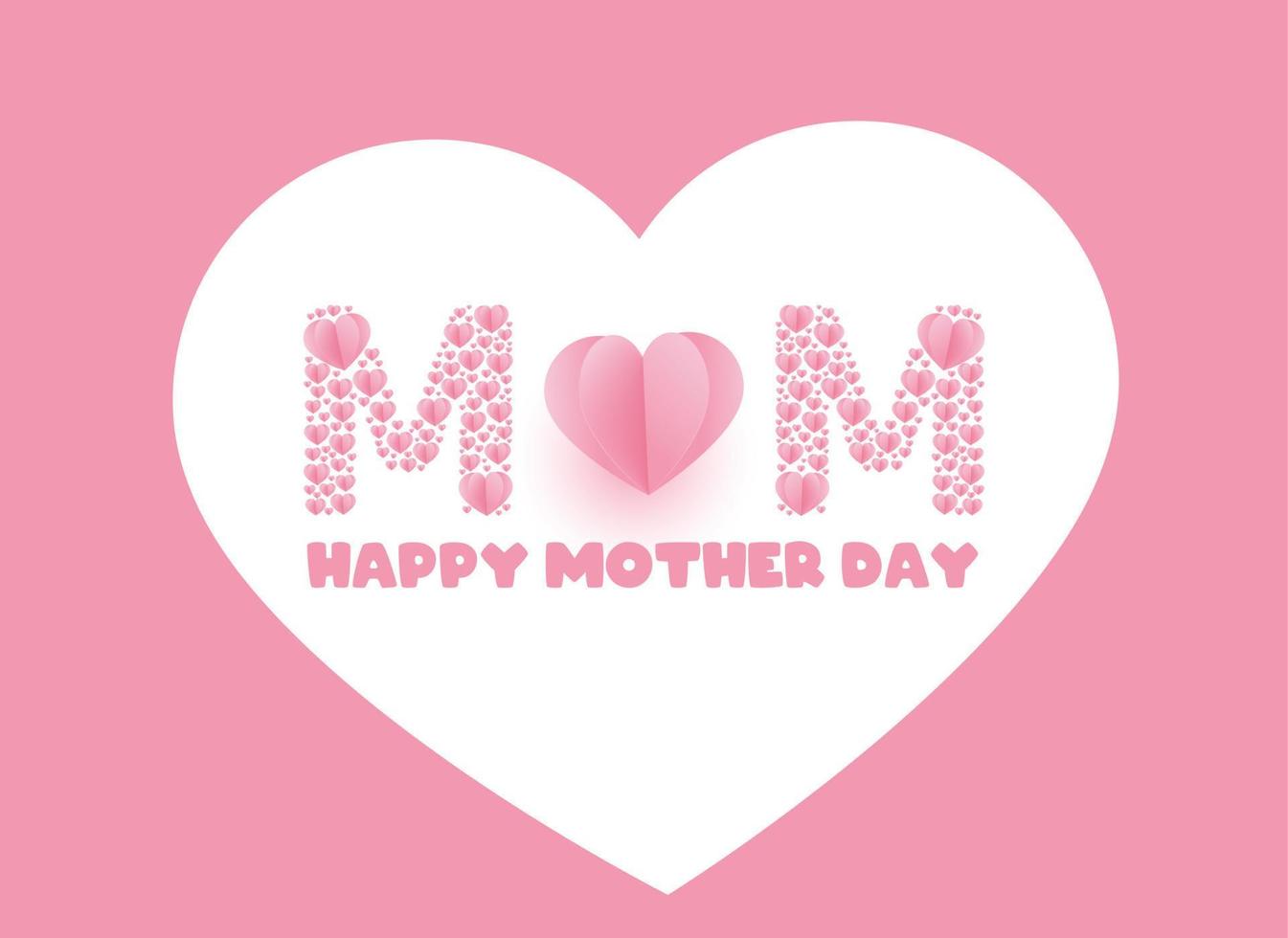 grattis på mors dag hälsningar med en kärlekssymbol som säger rosa mamma vektor