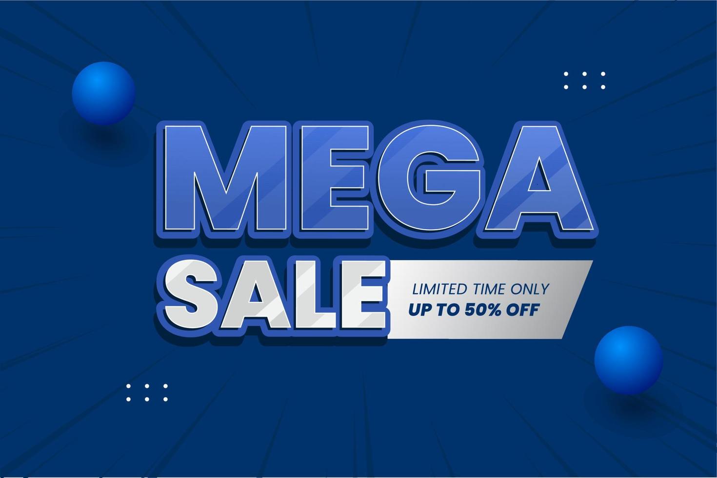 blauer Mega-Sale-Template-Design-Hintergrund vektor