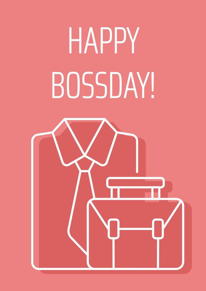 Happy Boss Day Anlass Postkarte mit linearem Glyphen-Symbol. Grußkarte mit dekorativem Vektordesign. Poster im einfachen Stil mit kreativer Lineart-Illustration. Flyer mit Urlaubswunsch vektor