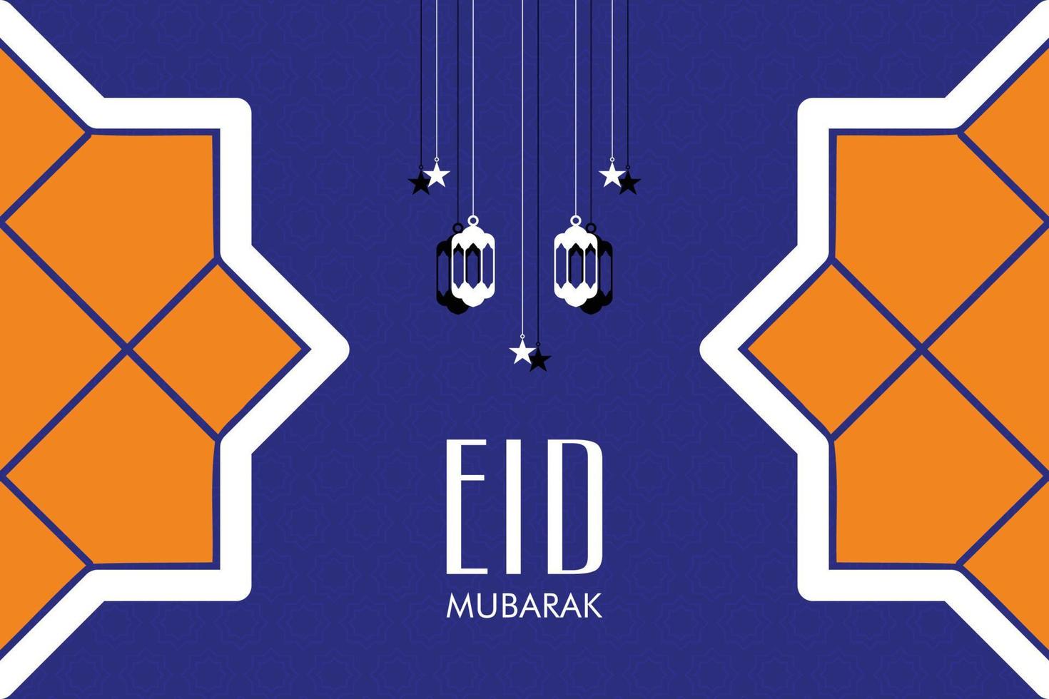 eid mubarak vektorillustrationsfahne und social-media-beitrag vektor